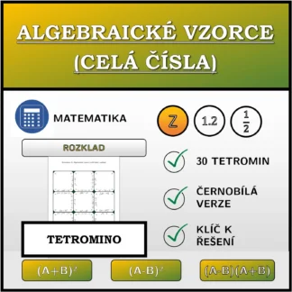 Tetromino: Algebraické vzorce (celá čísla), rozklad