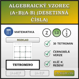 Tetromino: Algebraický vzorec (A+B)(A-B) (desetinná čísla), rozklad