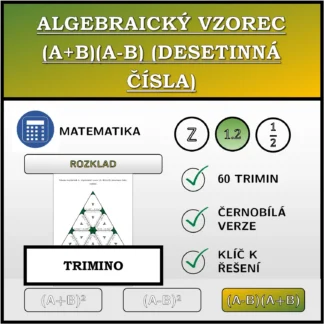 Trimino: Algebraický vzorec (A+B)(A-B) (desetinná čísla), rozklad