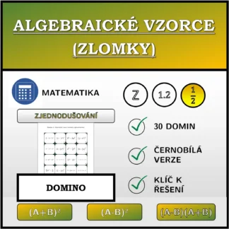 Domino: Algebraické vzorce (zlomky), zjednodušování