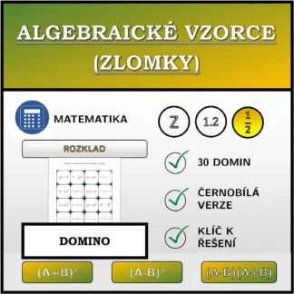 Domino: Algebraické vzorce (zlomky), rozklad