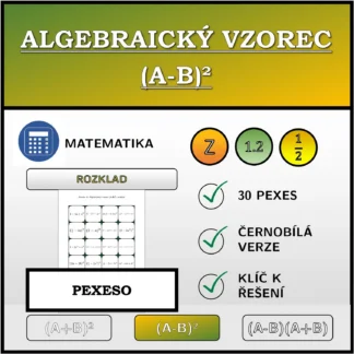 Pexeso: Algebraický vzorec (A-B)², rozklad