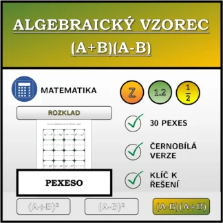 Pexeso: Algebraický vzorec (A+B)(A-B), rozklad